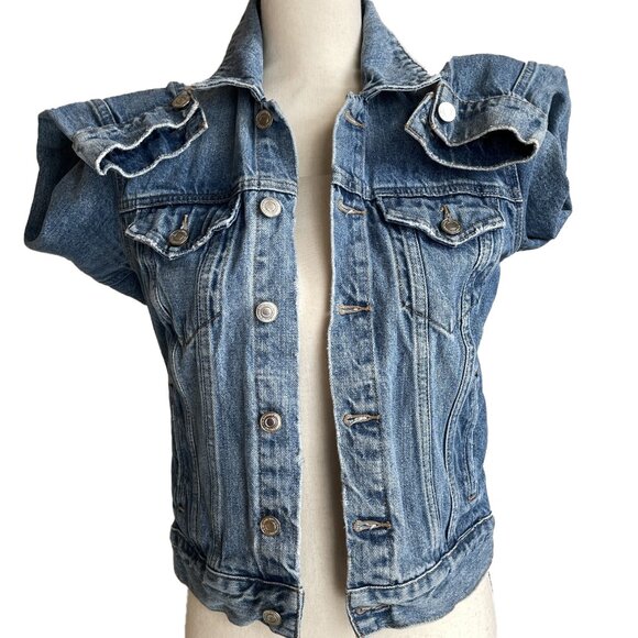LUCKY BRAND Denim Jean Jacket Tomboy Trucker Size XS/TP Cotton - Picture 8 of 8